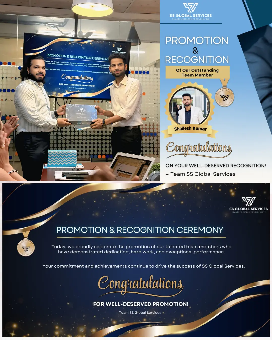 Shailesh Kumar Promoted as a IT Manager | SS Global Services